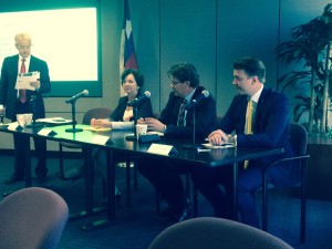 Astrid Marklund, Jonas Dahlstrom and Patrik Svahn in the Panel discussions at GHP (Greater Houston Partnership) 